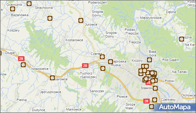 mapa Zabłotce gmina Sanok, Zabłotce gmina Sanok na mapie Targeo