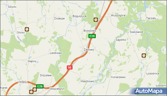 mapa Żabowo gmina Nowogard, Żabowo gmina Nowogard na mapie Targeo