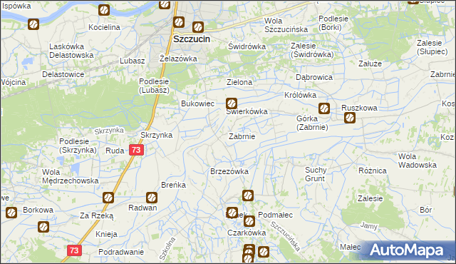 mapa Zabrnie gmina Szczucin, Zabrnie gmina Szczucin na mapie Targeo