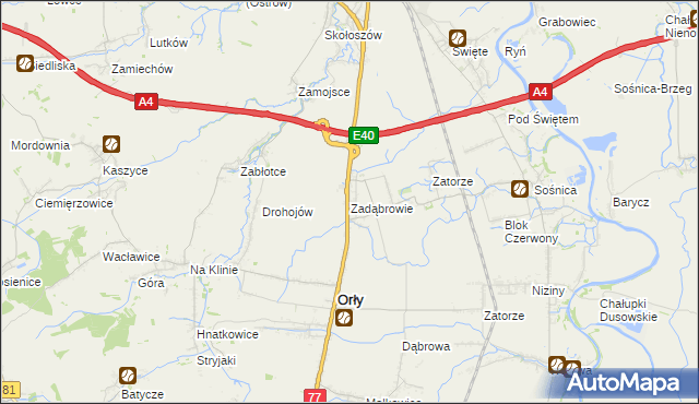 mapa Zadąbrowie gmina Orły, Zadąbrowie gmina Orły na mapie Targeo