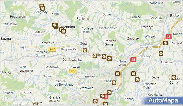 mapa Zagórzany gmina Gorlice, Zagórzany gmina Gorlice na mapie Targeo