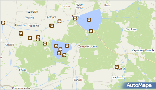 mapa Zahajki-Kolonia, Zahajki-Kolonia na mapie Targeo