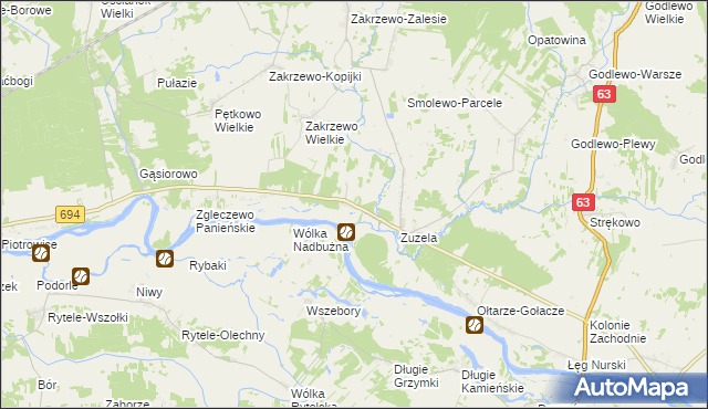 mapa Zakrzewo-Słomy, Zakrzewo-Słomy na mapie Targeo