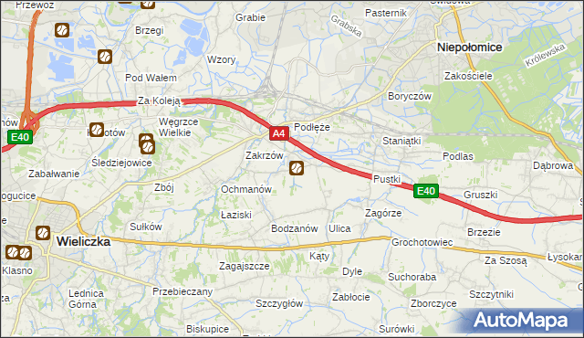 mapa Zakrzowiec, Zakrzowiec na mapie Targeo