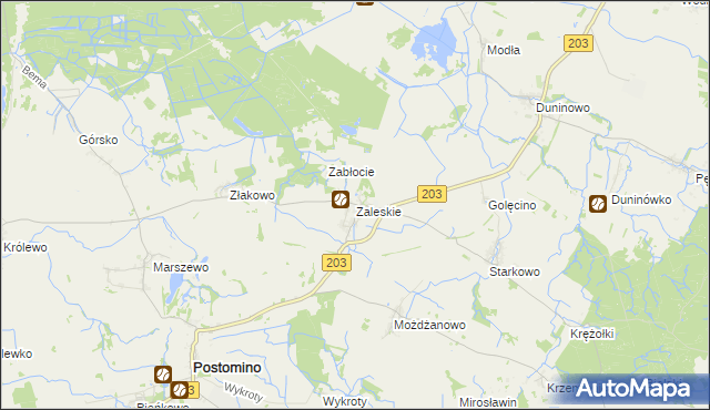 mapa Zaleskie gmina Ustka, Zaleskie gmina Ustka na mapie Targeo
