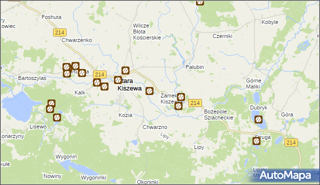 mapa Zamek Kiszewski, Zamek Kiszewski na mapie Targeo