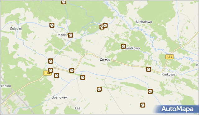 mapa Zaręby gmina Chorzele, Zaręby gmina Chorzele na mapie Targeo