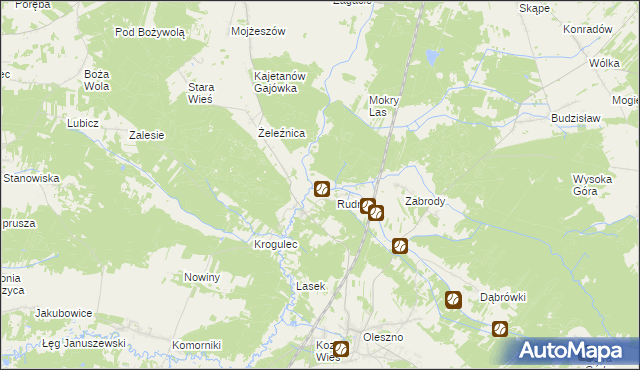 mapa Zawodzie gmina Przedbórz, Zawodzie gmina Przedbórz na mapie Targeo