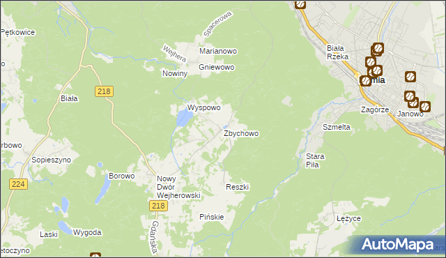 mapa Zbychowo, Zbychowo na mapie Targeo