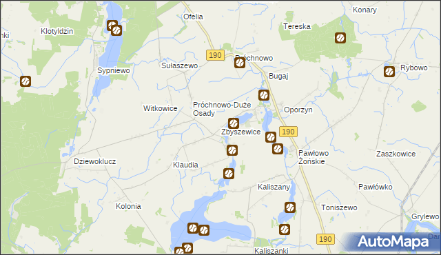 mapa Zbyszewice, Zbyszewice na mapie Targeo