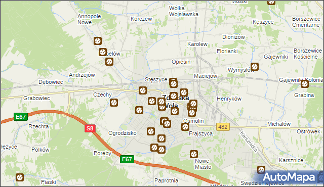 mapa Zduńska Wola, Zduńska Wola na mapie Targeo