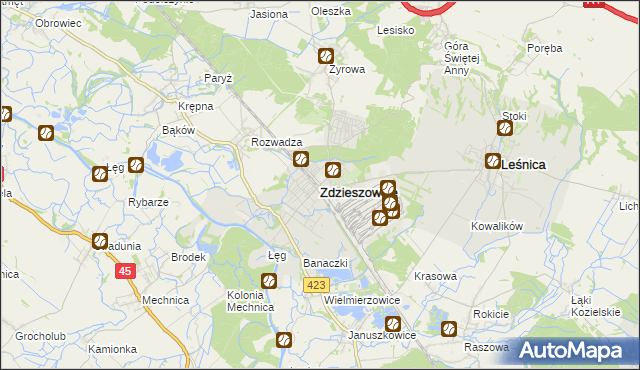 mapa Zdzieszowice, Zdzieszowice na mapie Targeo