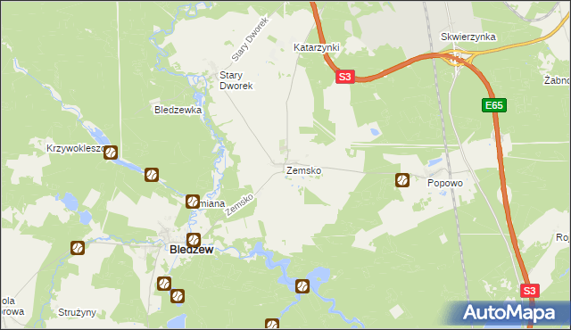 mapa Zemsko gmina Bledzew, Zemsko gmina Bledzew na mapie Targeo