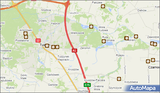 mapa Żeromin gmina Tuszyn, Żeromin gmina Tuszyn na mapie Targeo