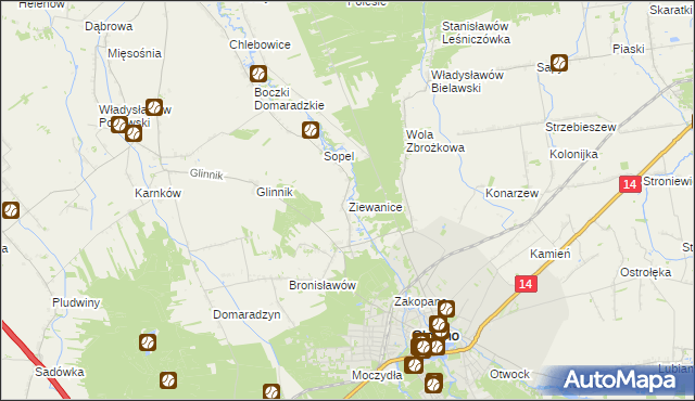 mapa Ziewanice, Ziewanice na mapie Targeo