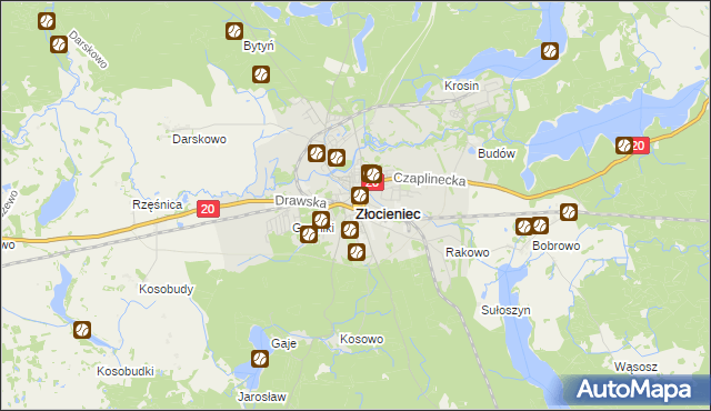 mapa Złocieniec, Złocieniec na mapie Targeo