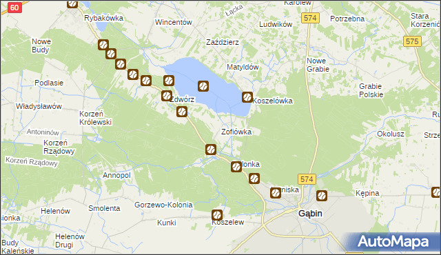 mapa Zofiówka gmina Łąck, Zofiówka gmina Łąck na mapie Targeo