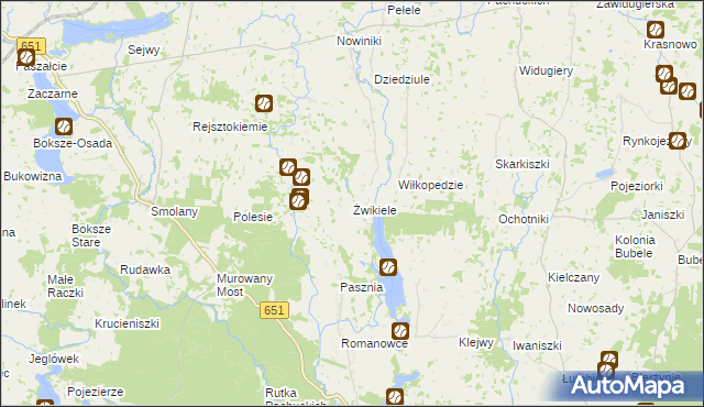 mapa Żwikiele, Żwikiele na mapie Targeo