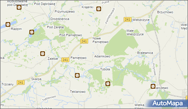 mapa Adamkowo, Adamkowo na mapie Targeo