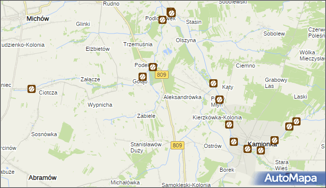 mapa Aleksandrówka gmina Michów, Aleksandrówka gmina Michów na mapie Targeo