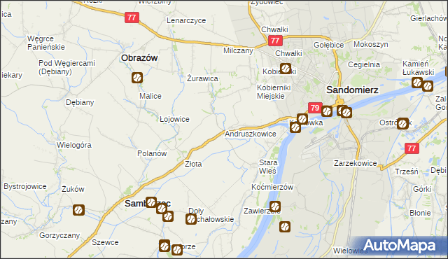 mapa Andruszkowice, Andruszkowice na mapie Targeo
