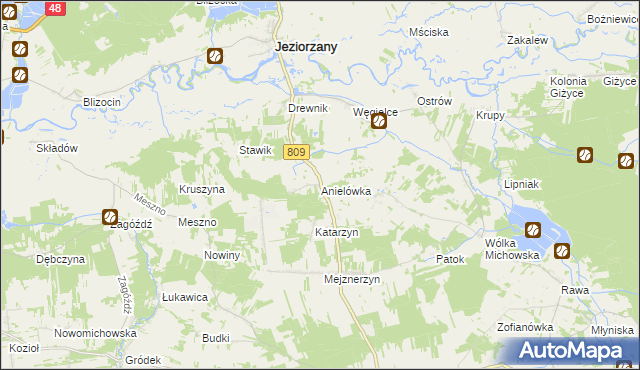 mapa Anielówka gmina Michów, Anielówka gmina Michów na mapie Targeo