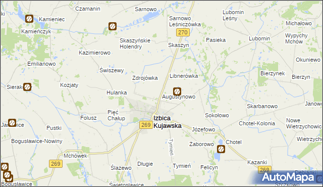 mapa Augustynowo gmina Izbica Kujawska, Augustynowo gmina Izbica Kujawska na mapie Targeo