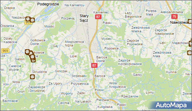 mapa Barcice Dolne, Barcice Dolne na mapie Targeo
