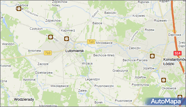 mapa Bechcice-Wieś, Bechcice-Wieś na mapie Targeo