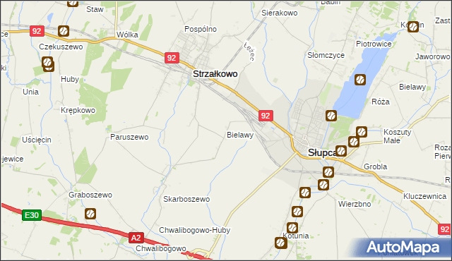 mapa Bielawy gmina Strzałkowo, Bielawy gmina Strzałkowo na mapie Targeo