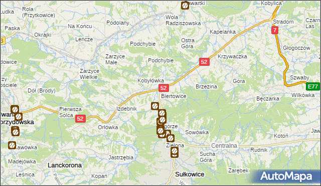 mapa Biertowice, Biertowice na mapie Targeo