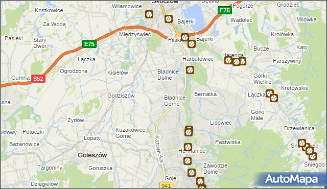 mapa Bładnice Górne, Bładnice Górne na mapie Targeo