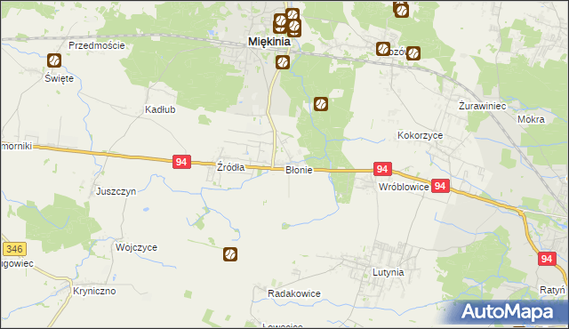 mapa Błonie gmina Miękinia, Błonie gmina Miękinia na mapie Targeo