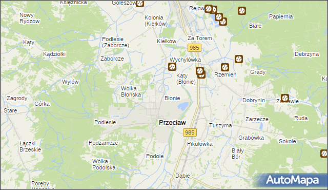 mapa Błonie gmina Przecław, Błonie gmina Przecław na mapie Targeo