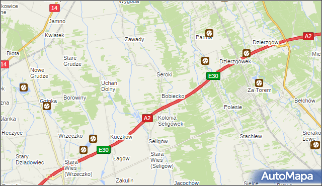 mapa Bobiecko, Bobiecko na mapie Targeo