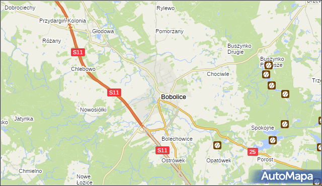 mapa Bobolice powiat koszaliński, Bobolice powiat koszaliński na mapie Targeo
