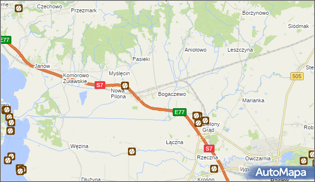 mapa Bogaczewo gmina Elbląg, Bogaczewo gmina Elbląg na mapie Targeo