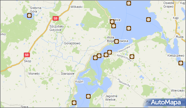 mapa Bogaczewo gmina Giżycko, Bogaczewo gmina Giżycko na mapie Targeo