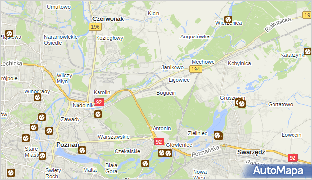 mapa Bogucin gmina Swarzędz, Bogucin gmina Swarzędz na mapie Targeo
