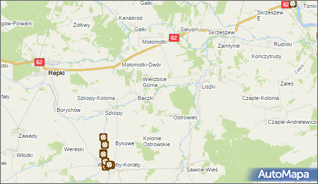 mapa Bohy, Bohy na mapie Targeo