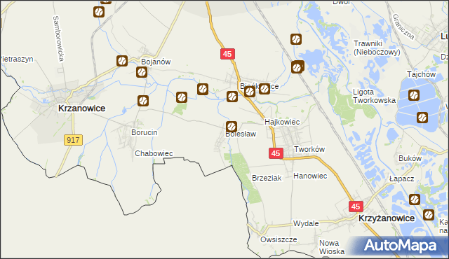 mapa Bolesław gmina Krzyżanowice, Bolesław gmina Krzyżanowice na mapie Targeo