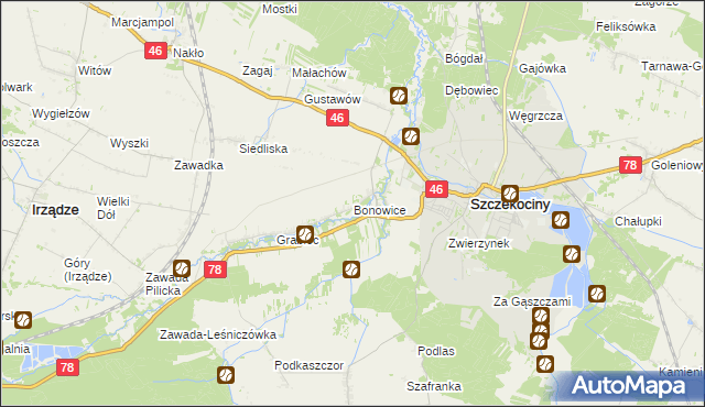 mapa Bonowice, Bonowice na mapie Targeo