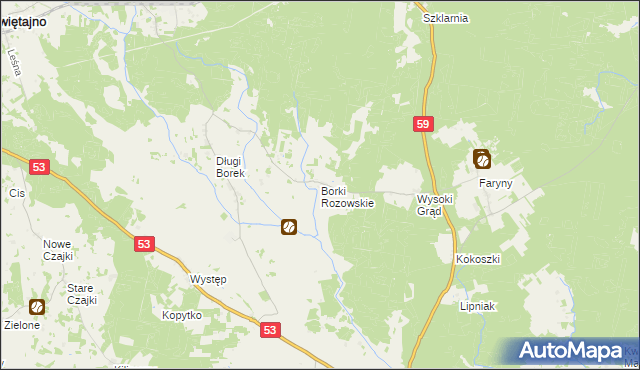 mapa Borki Rozowskie, Borki Rozowskie na mapie Targeo