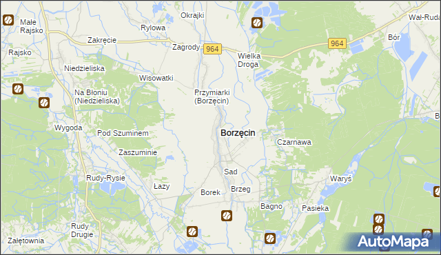 mapa Borzęcin powiat brzeski, Borzęcin powiat brzeski na mapie Targeo