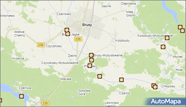 mapa Brusy-Wybudowanie, Brusy-Wybudowanie na mapie Targeo