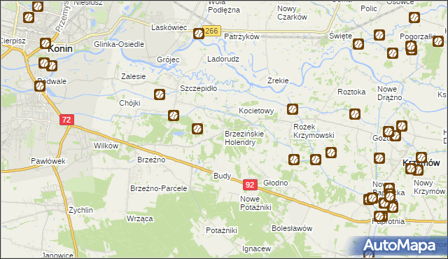 mapa Brzezińskie Holendry, Brzezińskie Holendry na mapie Targeo