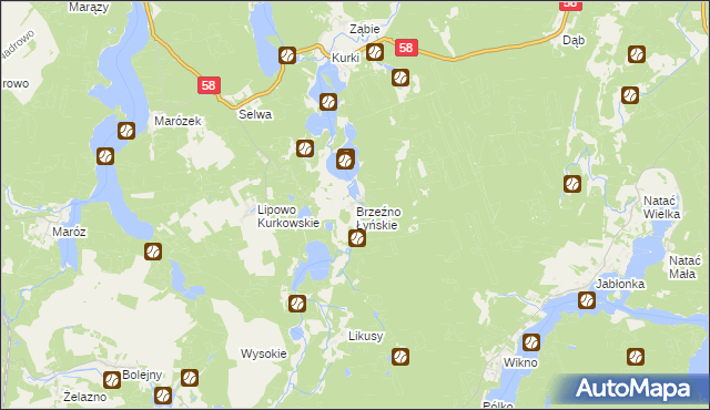 mapa Brzeźno Łyńskie, Brzeźno Łyńskie na mapie Targeo