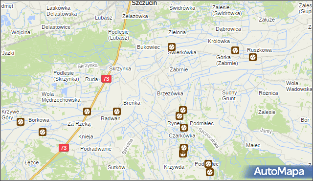 mapa Brzezówka gmina Szczucin, Brzezówka gmina Szczucin na mapie Targeo