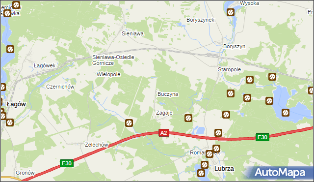 mapa Buczyna gmina Lubrza, Buczyna gmina Lubrza na mapie Targeo