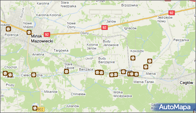 mapa Budy Barcząckie, Budy Barcząckie na mapie Targeo